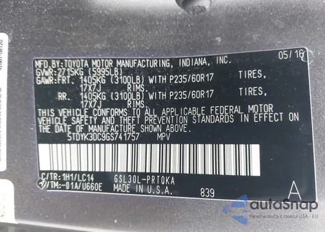 2016 Toyota Sienna Xle 8 Passenger z USA, uszkodzony, nr VIN 5TDYK3DC9GS741757